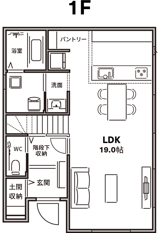 京良城町2モデルハウス 1F 間取り図